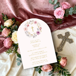 Invitación Romantic Floral Wreath Minimalist Baptism