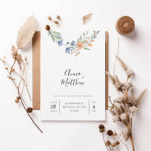 Invitación Romantic Floral Wreath Wedding Invitation
