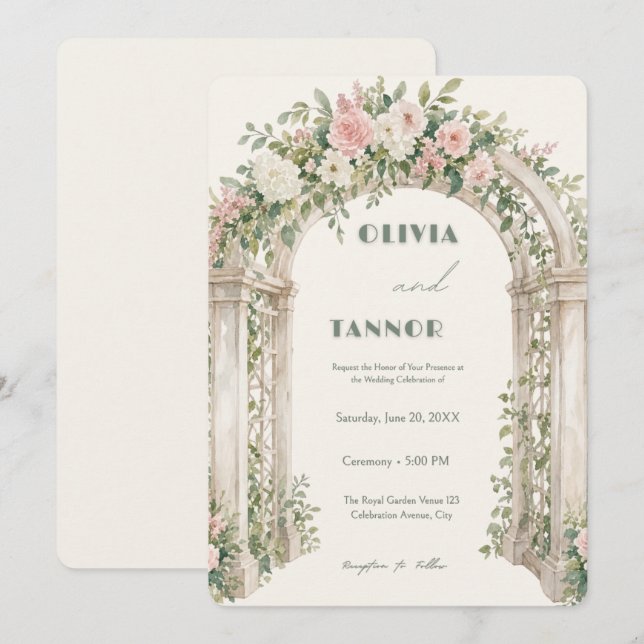 Invitación Romantic Garden Arch Wedding Invitation – Elegant  (Anverso / Reverso)