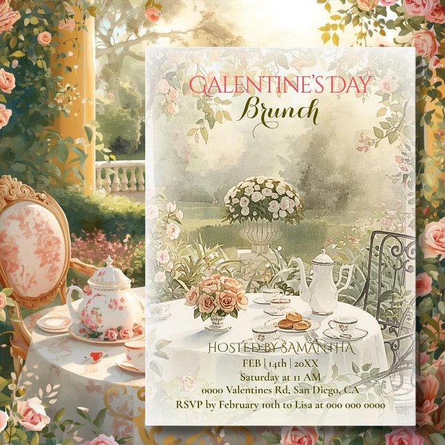 Invitación Romantic Garden Tea Galentine Brunch Soft Florals (Subido por el creador)