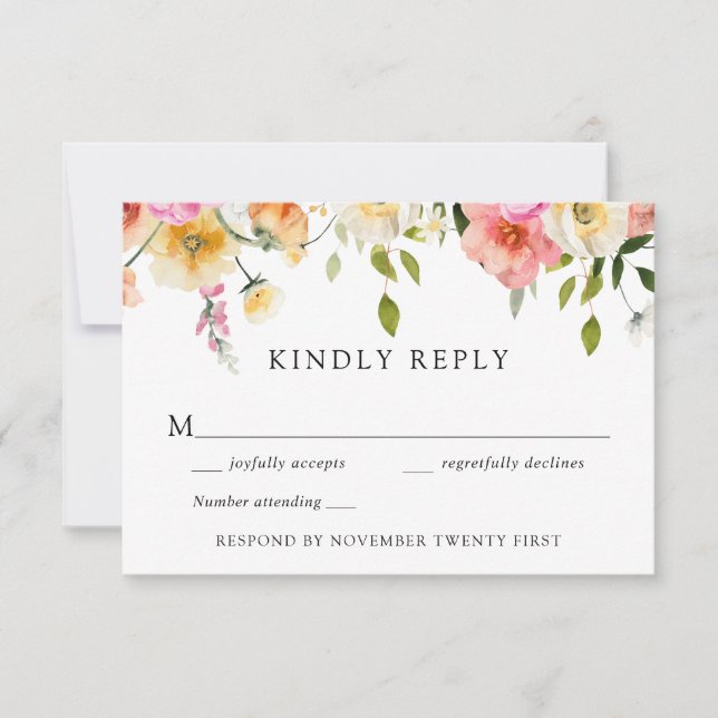 Invitación Romantic Garden Wedding RSVP Response  (Anverso)