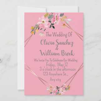Invitación Romantic Love Magical Pink Wedding 