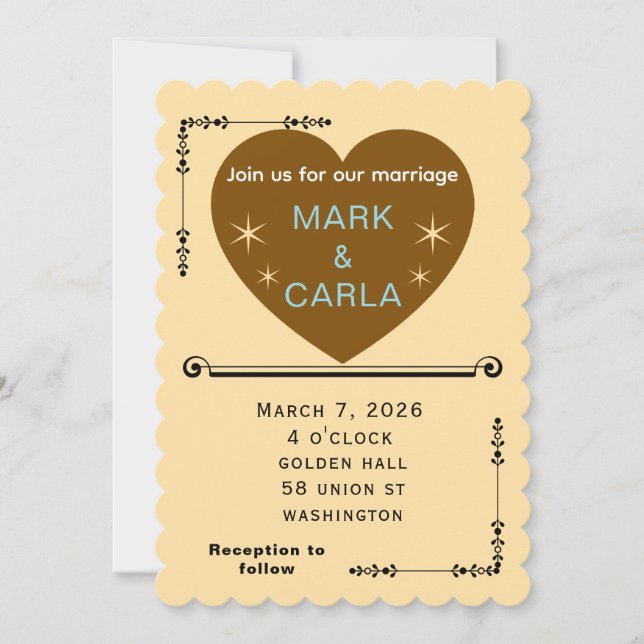 Invitación Romantic Minimal Wedding Invitation in Soft Beige. (Anverso)