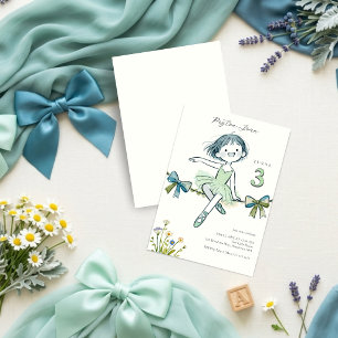 Invitación Romantic Mint Ballerina Wildflower Girl LPM26