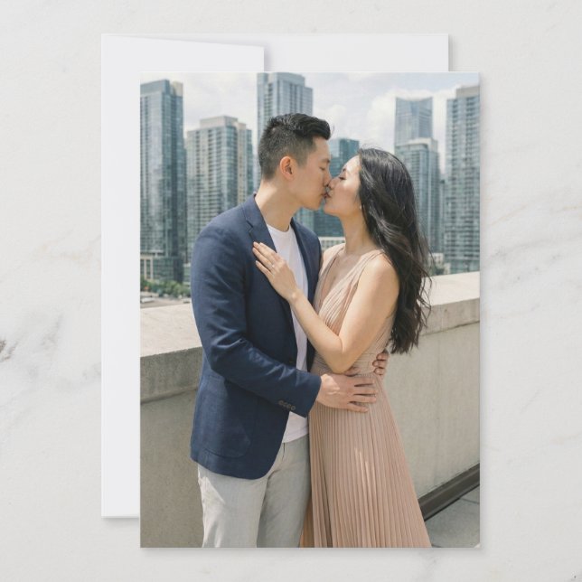 Invitación Romantic Navy Beige Photo (Anverso)