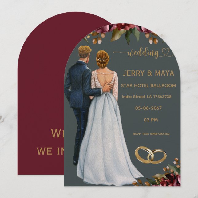 Invitación Romantic On Budget Elegant Wedding Invitation (Anverso / Reverso)