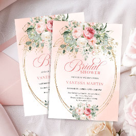 Invitación Romantic Pale Pink Rose Gold Bridal Shower Invite
