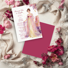 Invitación Romantic Pastel Regency Lady Floral Wisteria