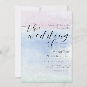 Invitación ©Romantic Pastel Watercolor Typography Boda
