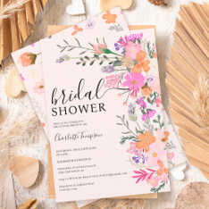 Invitación Romantic Pastel Wild Flowers Spring Bridal Shower at Zazzle