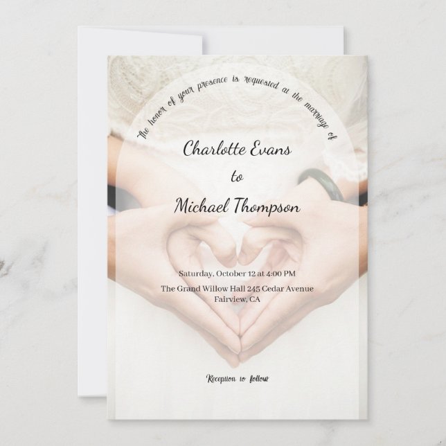 Invitación Romantic Photo Wedding Invitation (Anverso)