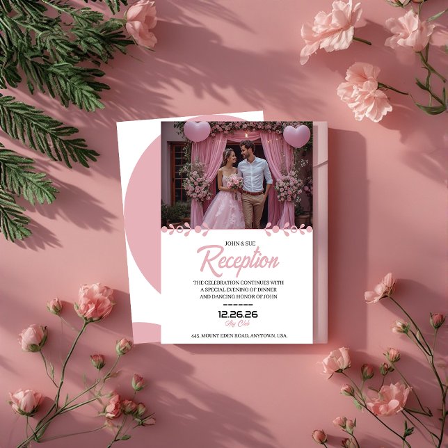Invitación Romantic Pink Floral Wedding Reception  (Subido por el creador)