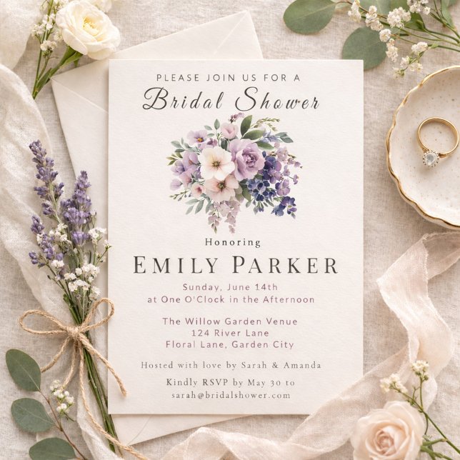 Invitación Romantic Purple Floral Bridal Shower (Subido por el creador)