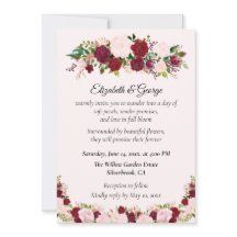 Romantic Red, Pink Roses Custom Wedding Invitation