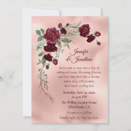 Invitación Romantic Rose Gold Floral Customizable Wedding