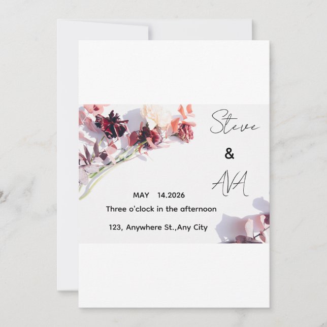 Invitación Romantic Rose Wedding Invitation | Soft Floral Ele (Anverso)