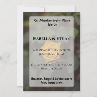 Invitación Romantic Single Yellow Rose Dark Garden Wedding