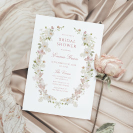Invitación Romantic Soft Rubor Vintage Frame Bridal Shower