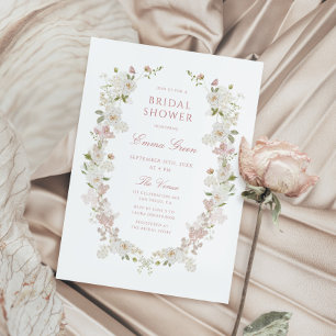 Invitación Romantic Soft Rubor Vintage Frame Bridal Shower