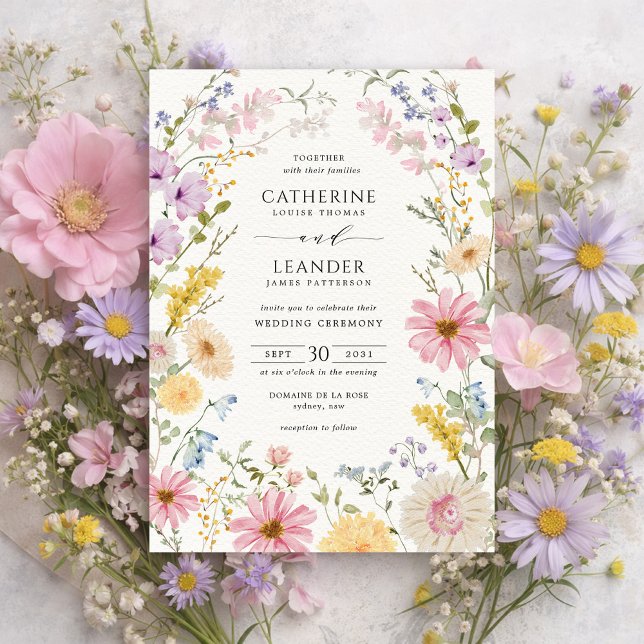 Invitación Romantic Spring Wildflower Meadow Wedding (Subido por el creador)