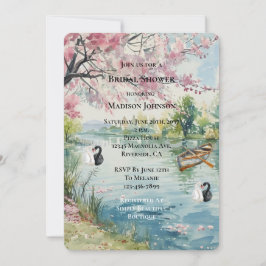 Invitación Romantic Swans Lake Bridal Shower