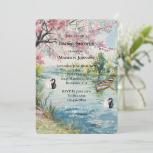 Invitación Romantic Swans Lake Bridal Shower