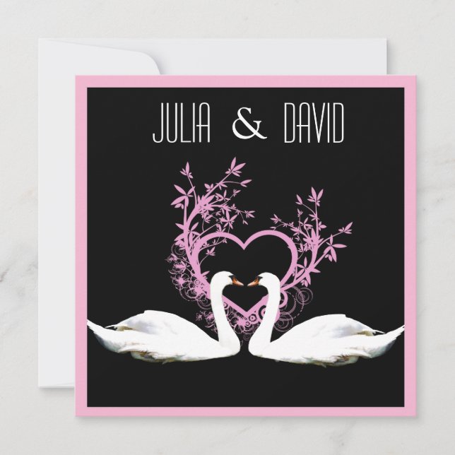 Invitación Romantic Swans Wedding Invitation (Anverso)