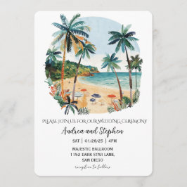 Invitación Romantic Tropical Island Wedding