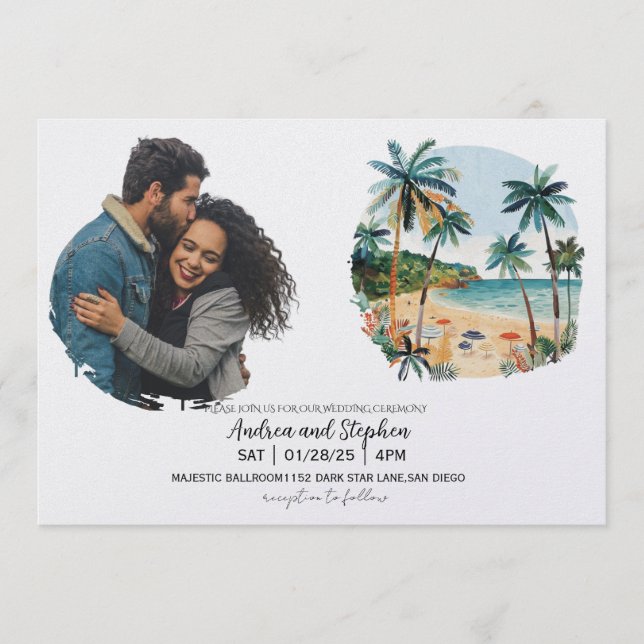 Invitación Romantic Tropical Island Wedding (Anverso)