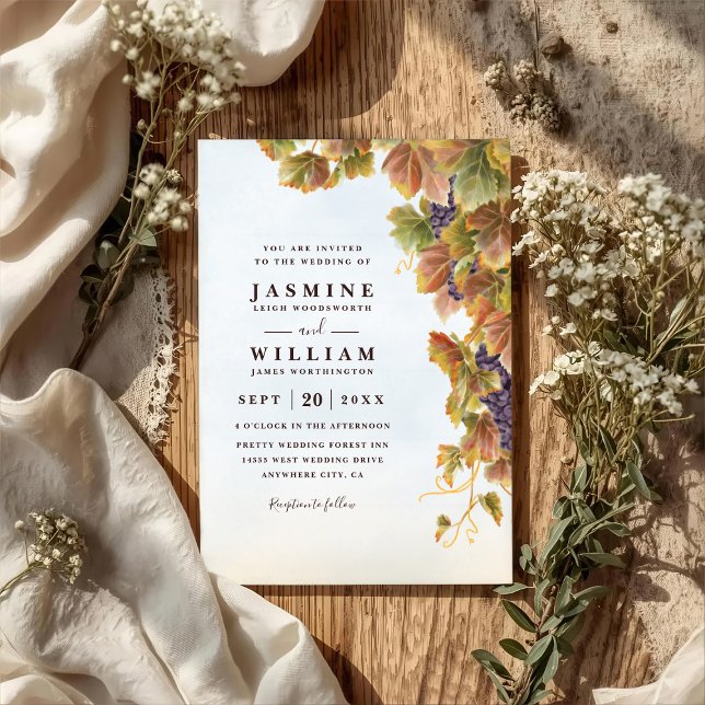 Invitación Romantic Vineyard Rustic Elegant QR Code Wedding (Subido por el creador)