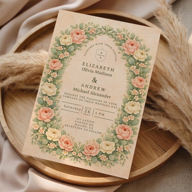Invitación Romantic Vintage Rose Arch Wedding (Subido por el creador)