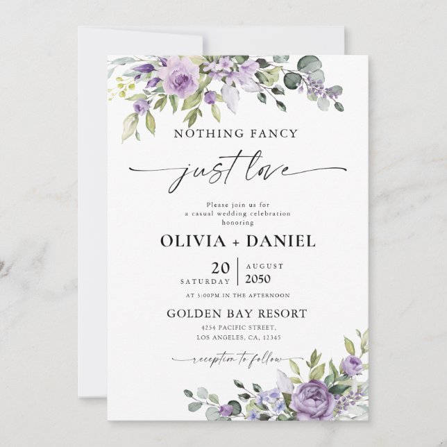 Invitación Romantic Violet Flowers Wedding Invitation (Anverso)