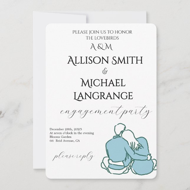 Invitación Romantic Watercolor Blush Engagement Party (Anverso)