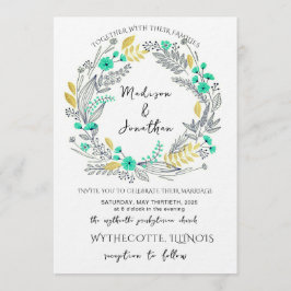Invitación Romantic Watercolor Flower Wreath Wedding