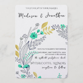 Invitación Romantic Watercolor Flower Wreath Wedding