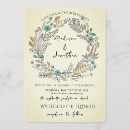 Invitación Romantic Watercolor Flower Wreath Wedding