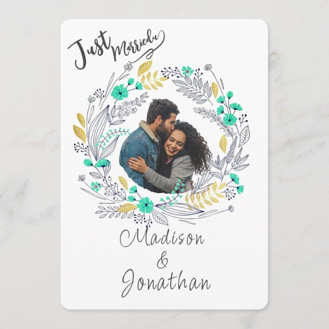 Invitación Romantic Watercolor Flower Wreath Wedding (Anverso)