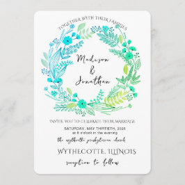 Invitación Romantic Watercolor Flower Wreath Wedding