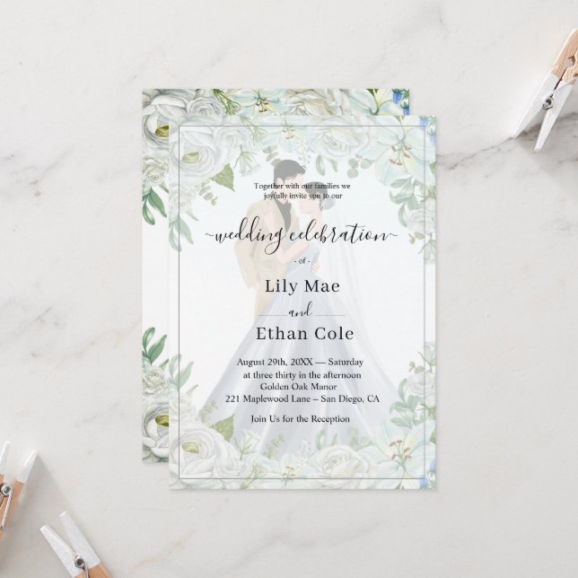 Invitación Romantic Watercolor Wedding (Anverso/Reverso In Situ)