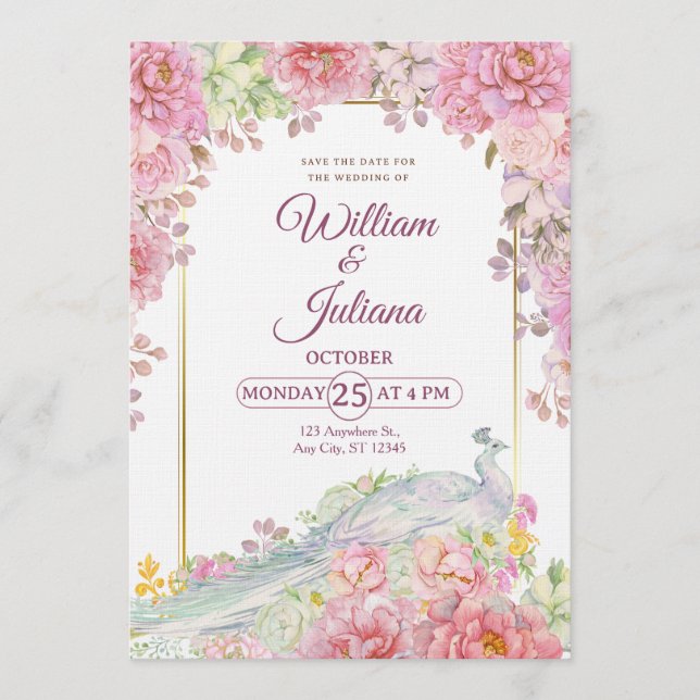 Invitación Romantic Wedding Invitation | Elegant Modern (Anverso)