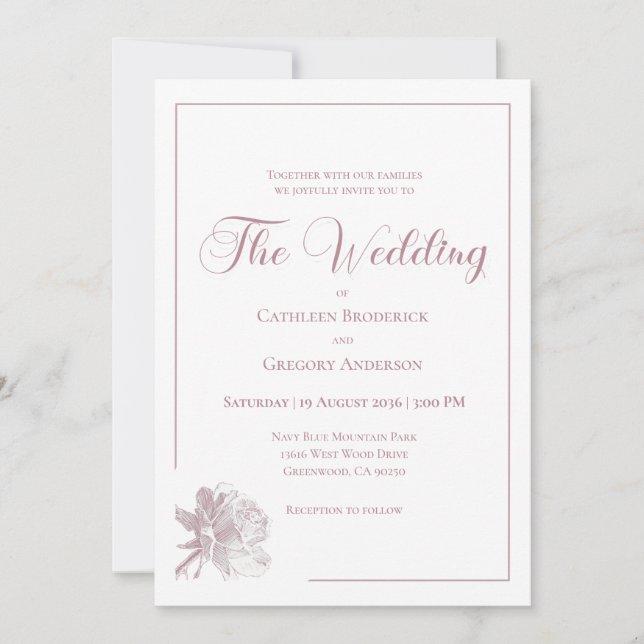 Invitación Romantic White Blush Pink Floral Wedding (Anverso)