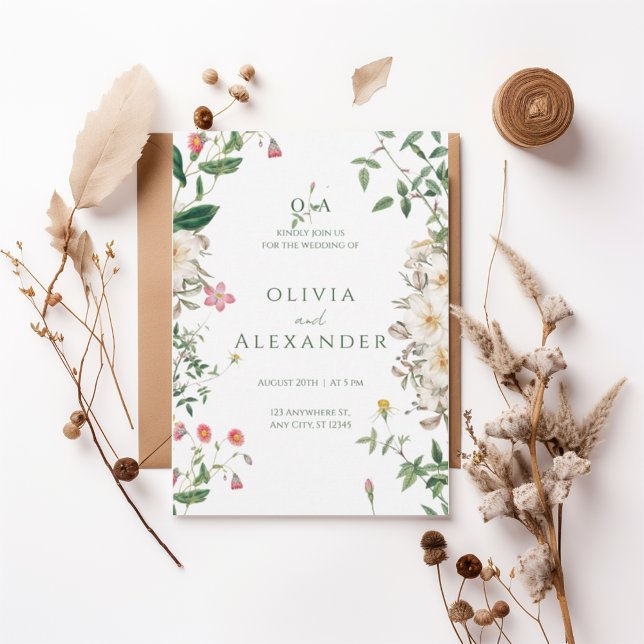 Invitación Romantic Wildflower Botanical Wedding Invitation (Subido por el creador)