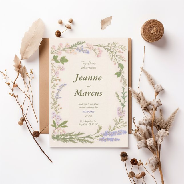 Invitación Romantic Wildflower Wreath Wedding Invitation (Subido por el creador)