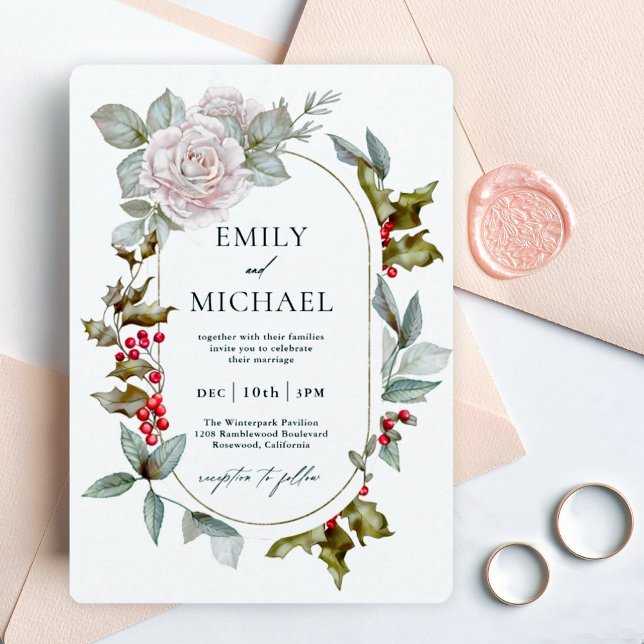 Invitación Romantic Winter Floral and Evergreens Wedding (Subido por el creador)