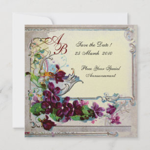 Invitación ROMÁNTICA  4 MONOGRAMA 2, papel metálico dorado