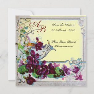 Invitación ROMÁNTICA  4 MONOGRAMA ,Amarillo