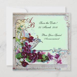 Invitación ROMANTICA 4 MONOGRAMA ,Verde