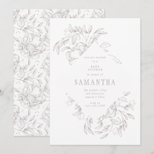 Invitación romántica a Baby Shower con flores de d