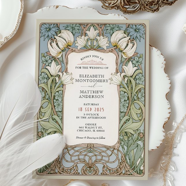 Invitación romántica a la boda de William Morris (Subido por el creador)