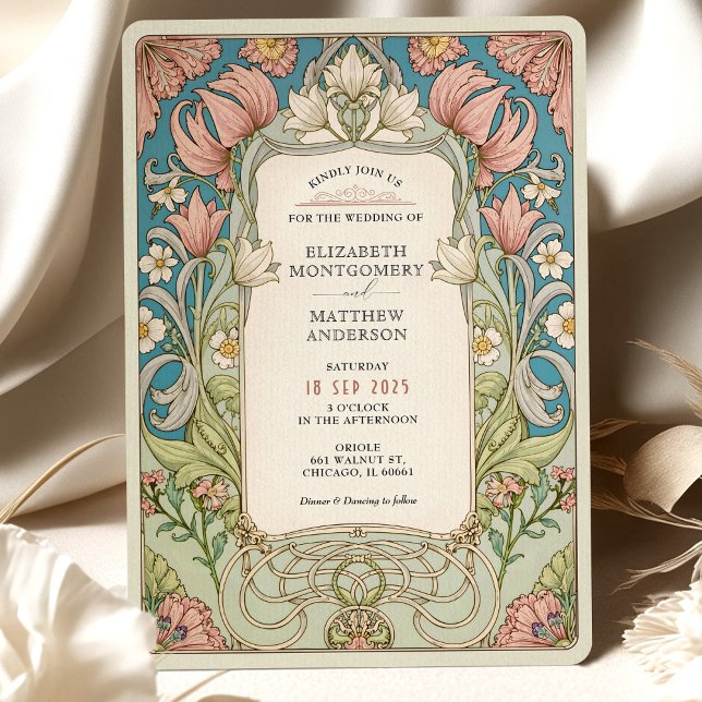 Invitación romántica a la boda de William Morris (Subido por el creador)